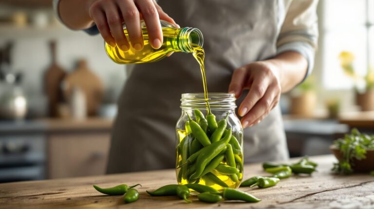 conserver piment vert dans huile d'olive
