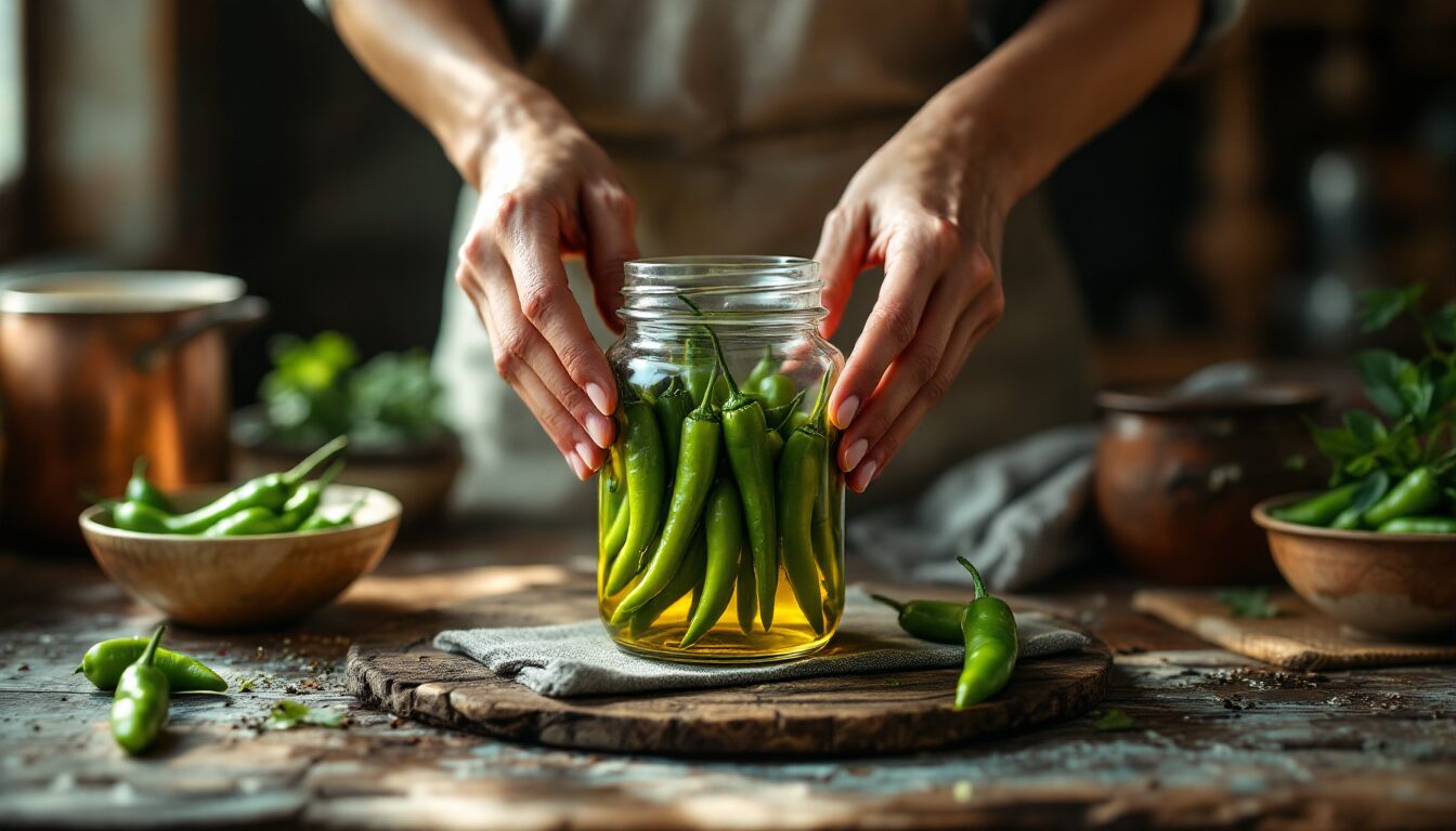 conserver piment vert dans huile d'olive